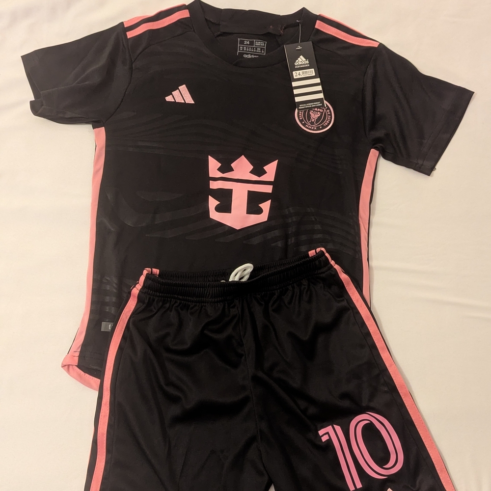 Adidas Kids Black and Pink Soccer Jersey Set